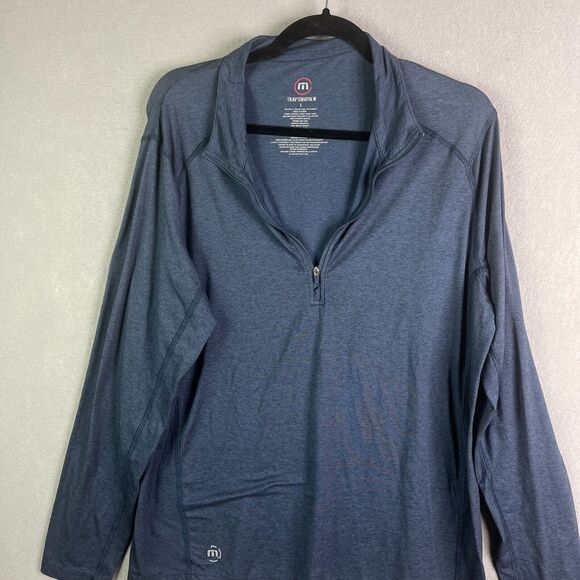 Travis Mathew Pullover Sweater Men Large Blue 1/4 Zip Stretch Lightweight Jacket - Picture 2 of 7